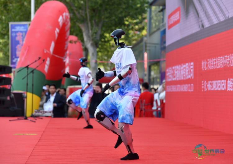 4月24日，机器人在博览会上表演。苑立伟摄